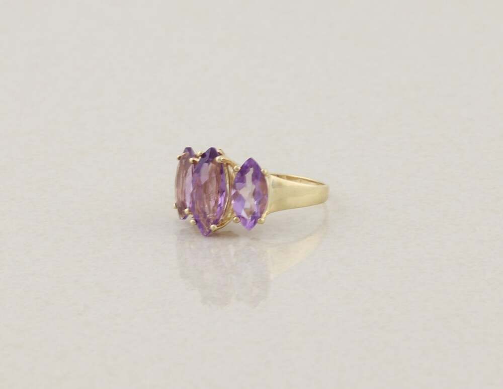 18k Gold Over Sterling Silver Natural Amethyst Ring Size 10 1/2 - Picture 5 of 7